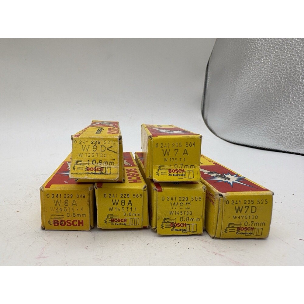 Lot of 7 Bosch NOS Spark Plugs W8A W9D W7D W7A Vintage Germany